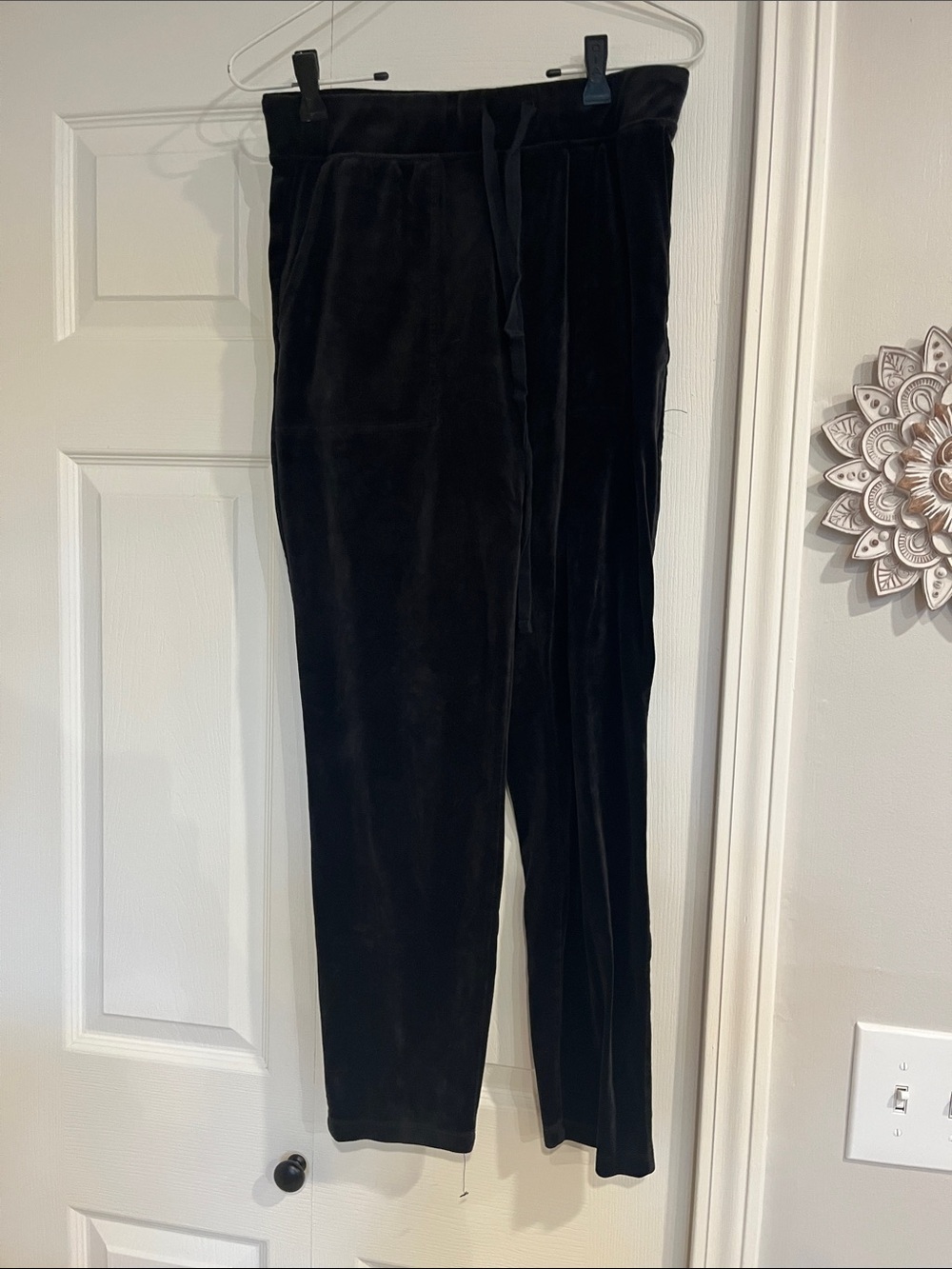 Lou & Grey Black Velvet Drawstring Trousers